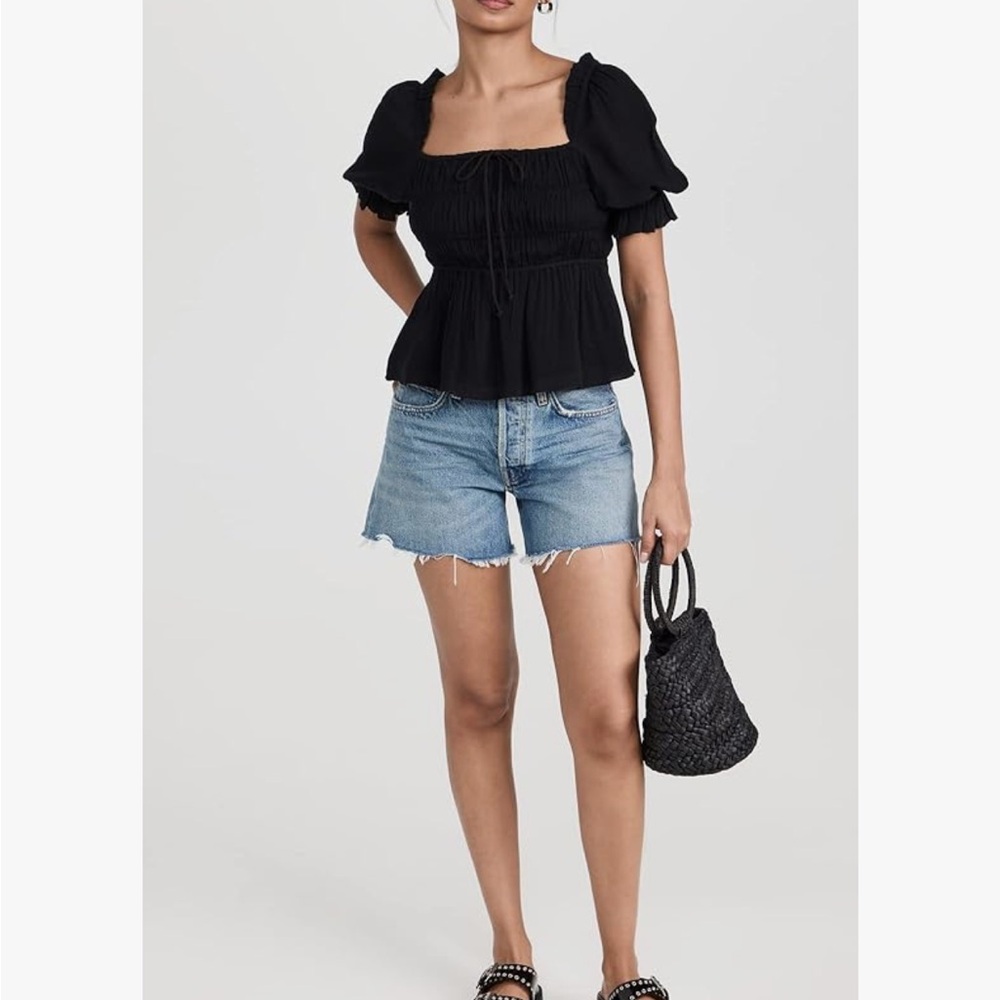 Black Square Neck Women's Top